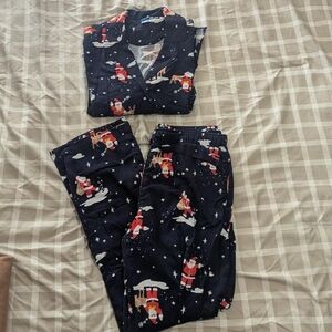 Old Navy Flannel Pajama Set Christmas Santa Long Sleeve